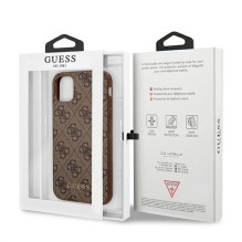 Guess 4G metalinis auksinis logotipo dėklas, skirtas iPhone 11 / Xr 6.1' – rudas