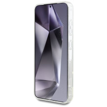 Dėklas Karl Lagerfeld mygtukas Karl Choupette galvutės, atspausdintas logotipas MagSafe Samsung Galaxy S25 baltas