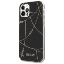 Guess Gold Chain Collection iPhone 12 Pro Max 6,7 colio dėklas – juodas