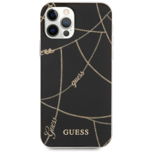Guess Gold Chain Collection iPhone 12 Pro Max 6,7 colio dėklas – juodas