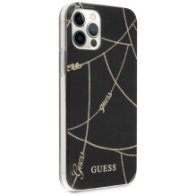 Guess Gold Chain Collection iPhone 12 Pro Max 6,7 colio dėklas – juodas