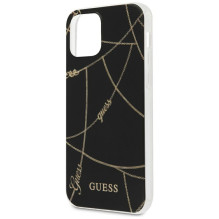 Guess Gold Chain Collection iPhone 12 Pro Max 6,7 colio dėklas – juodas