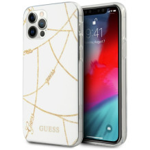 Guess Gold Chain Collection iPhone 12 Pro Max 6,7 colio dėklas – baltas