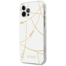 Guess Gold Chain Collection iPhone 12 Pro Max 6,7 colio dėklas – baltas