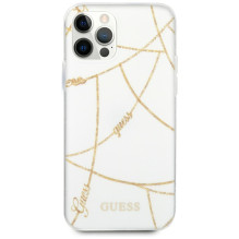 Guess Gold Chain Collection iPhone 12 Pro Max 6,7 colio dėklas – baltas