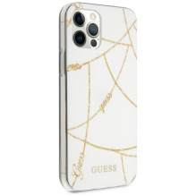 Guess Gold Chain Collection iPhone 12 Pro Max 6,7 colio dėklas – baltas