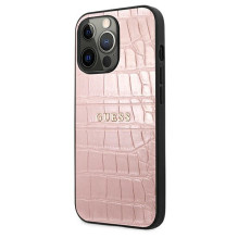 Guess Croco Strap Collection iPhone 13 Pro / 13 6,1 colio dėklas – rožinis