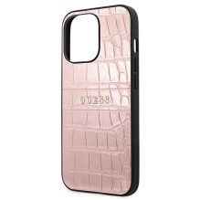 Guess Croco Strap Collection iPhone 13 Pro / 13 6,1 colio dėklas – rožinis