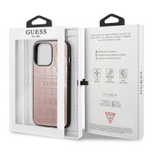Guess Croco Strap Collection iPhone 13 Pro / 13 6,1 colio dėklas – rožinis