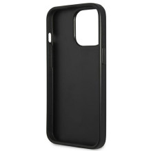 Guess Saffiano 4G mažas metalinis logotipo dėklas, skirtas iPhone 13 Pro / 13 6.1' - juodas