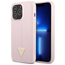 „Guess“ silikoninis trikampis dėklas, skirtas „iPhone 13 Pro“ / 13 6,1 colio – violetinis