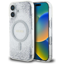 Guess HC Resin Bottom Glitter MagSafe dėklas iPhone 16 - sidabrinis