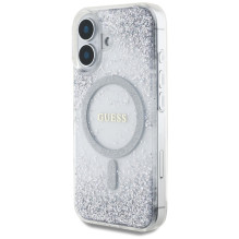 Guess HC Resin Bottom Glitter MagSafe dėklas iPhone 16 - sidabrinis