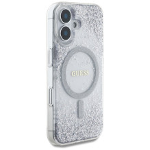Guess HC Resin Bottom Glitter MagSafe dėklas iPhone 16 - sidabrinis