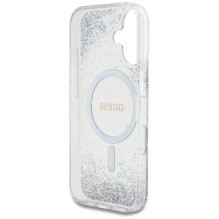 Guess HC Resin Bottom Glitter MagSafe dėklas iPhone 16 - sidabrinis