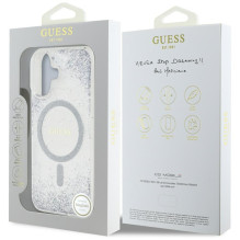 Guess HC Resin Bottom Glitter MagSafe case for iPhone 16 - silver
