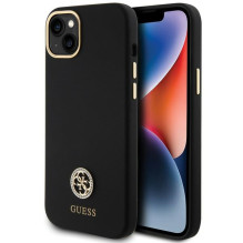 Guess Silicone Logo Strass 4G dėklas, skirtas iPhone 15 Plus / 14 Plus 6,7' – juodas