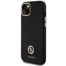 Guess Silicone Logo Strass 4G dėklas, skirtas iPhone 15 Plus / 14 Plus 6,7' – juodas