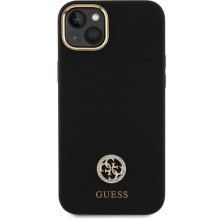 Guess Silicone Logo Strass 4G dėklas, skirtas iPhone 15 Plus / 14 Plus 6,7' – juodas