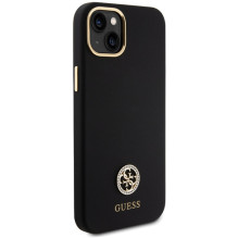 Guess Silicone Logo Strass 4G dėklas, skirtas iPhone 15 Plus / 14 Plus 6,7' – juodas