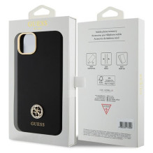 Guess Silicone Logo Strass 4G dėklas, skirtas iPhone 15 Plus / 14 Plus 6,7' – juodas