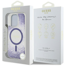 Guess HC Resin Bottom Glitter MagSafe dėklas, skirtas iPhone 16 Pro Max - violetinė