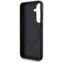 Guess Leather 4G Flowers Print Metal Classic Logo MagSafe Case for Samsung Galaxy S25 - Black