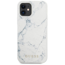 „Guess“ marmurinis dėklas, skirtas iPhone 12 mini 5,4 colio – baltas