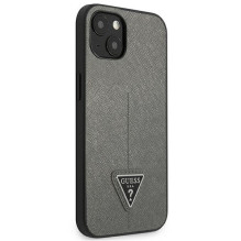 Guess SaffianoTriangle Logo dėklas, skirtas iPhone 13 / 14 / 15 6,1' - sidabrinis