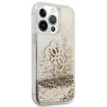 Guess 4G Big Liquid Glitter dėklas, skirtas iPhone 13 Pro Max 6,7' - auksinis