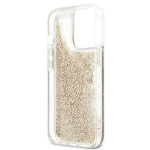 Guess 4G Big Liquid Glitter dėklas, skirtas iPhone 13 Pro Max 6,7' - auksinis