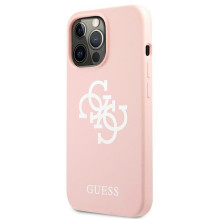 Guess Silicone 4G logotipo dėklas, skirtas iPhone 13 Pro Max 6,7' – rožinis