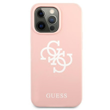 Guess Silicone 4G logotipo dėklas, skirtas iPhone 13 Pro Max 6,7' – rožinis