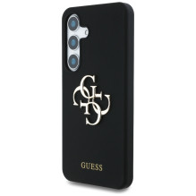 Guess Silicone Big 4G Logo Bottom Script dėklas, skirtas Samsung Galaxy S25 - juodas