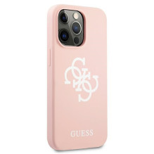 Guess Silicone 4G logotipo dėklas, skirtas iPhone 13 Pro Max 6,7' – rožinis