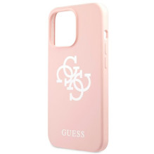 Guess Silicone 4G logotipo dėklas, skirtas iPhone 13 Pro Max 6,7' – rožinis