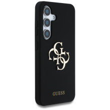 Guess Silicone Big 4G Logo Bottom Script dėklas, skirtas Samsung Galaxy S25 - juodas