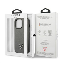Guess Saffiano Triangle Logo dėklas, skirtas iPhone 13 Pro Max 6,7' - sidabrinis