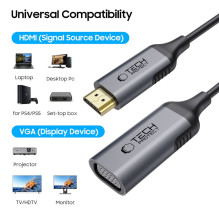 Tech-Protect UltraBoost HDMI / VGA FULL HD 60 Hz adapteris - juodas Tech-Protect UltraBoost HDMI / VGA FULL HD 60 Hz adapteris - juodas