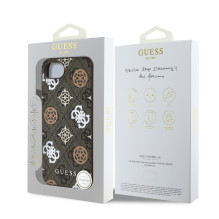 Guess PU 4G Peony dėklas su MagSafe iPhone 16e - rudas