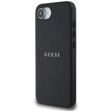 Guess PU Grained Classic Logo dėklas su MagSafe, skirtas iPhone 16e - juodas