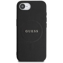 Guess PU Grained Classic Logo dėklas su MagSafe, skirtas iPhone 16e - juodas