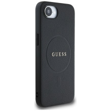 Guess PU Grained Classic Logo dėklas su MagSafe, skirtas iPhone 16e - juodas