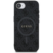 Guess PU Leather 4G Colored Ring Case with MagSafe for iPhone 16e - Black