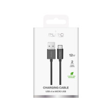 „Puro“ 12 W TPE USB-A – „microUSB“ 2 m laidas – juodas