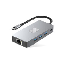 Tech-Protect HB05 HUB 9in1 USB-C + USB2.0 + USB3.0 + HDMI 4K 60HZ + SD / TF + PD100W + RJ45 adapteris - pilkas