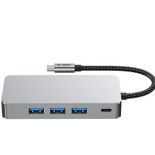 Tech-Protect HB05 HUB 9in1 USB-C + USB2.0 + USB3.0 + HDMI 4K 60HZ + SD / TF + PD100W + RJ45 adapter - gray