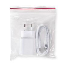 „Samsung“ 25 W EP-TA800EWE USB-C sieninis įkroviklis su „Samsung EP-DA705BWE USB-C / USB-C“ laido pakaitine pakuote – ba