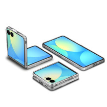 „Spigen AirSkin Mag MagSafe“ dėklas, skirtas „Samsung Galaxy Z Flip 7“ – skaidrus ir baltas