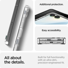 „Spigen AirSkin Mag MagSafe“ dėklas, skirtas „Samsung Galaxy Z Flip 7“ – skaidrus ir baltas